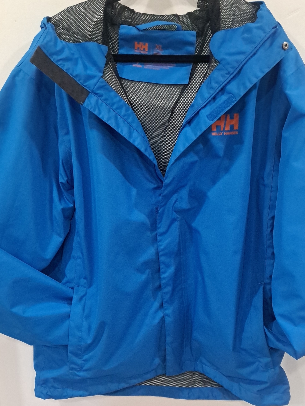 Helly Hansen Men' Royal Blue With Orange Acents Hooded Rain Jacket